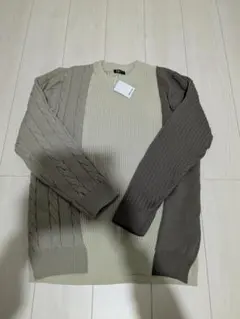 【コムサイズム】 軽量 ニット トップス ケーブル編み 切り替え