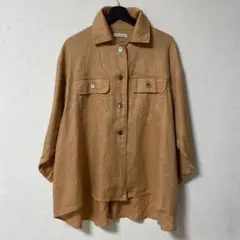 美品　ウィムガゼット　リネン混　ツイル顔料染めオーバーシャツ　キャメル　25年製 美品 ウィムガゼット リネン混 ツイル顔料染めオーバーシャツ キャメル