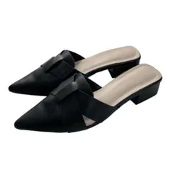 【新品未使用】GRL 24.5 ポインテッドトゥローヒールレザーミュール