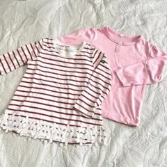 ロンT ストライプTシャツ ピンクTシャツ セット 95