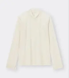 GU シアーハイネックT 長袖 オフホワイト