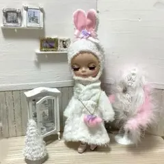 ブライス アウトフィット コート 白 うさ耳 被り物 ヘッドドレス バッグ