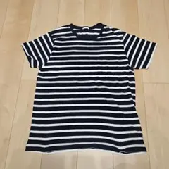 GU ストライプ Tシャツ ブラック/ホワイト