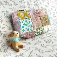 ㊴ ふわふわミニポーチ パッチワークデザイン