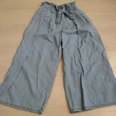 青色ワイドパンツ ウエストゴム付き