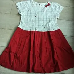 ニットプランナー 半袖ワンピース 白と赤