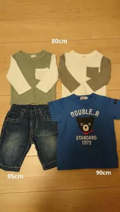 長袖80cm、DOUBLE.B Tシャツ＆ショートパンツセット 90～95cm