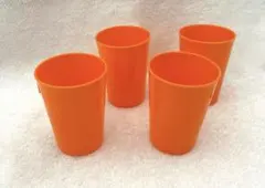 オレンジプラスチックコップ4個セット