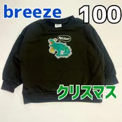 ブリーズ 裏毛 トレーナー 100 クリスマス 恐竜柄