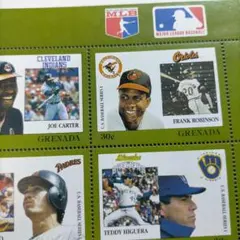 3943 外国切手 グレナダ 1988年 MLB 野球歴史 シート④ 野球選手達