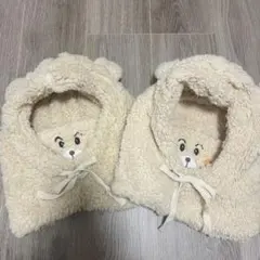 ボア素材 クマの顔 帽子 口元まで隠れる フリーサイズ