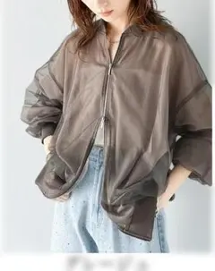 グレージュ ジップアップジャケットのサムネイル