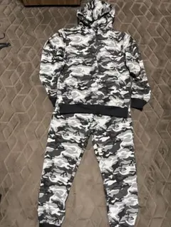 グレー系迷彩 フード付きジャージセット