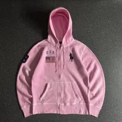 Ralph Lauren bigpony zip hoodie pink USA