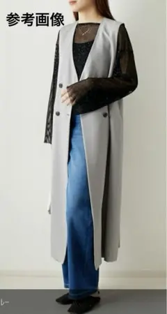 美品 CLOCHE [クロシェ] ロングジレ　ダブルボタン　ブラック