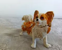 犬の置物＆小物入れ　パピヨン　美品