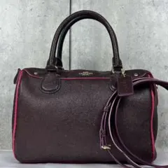美品 COACH レザー 2way ミニベネット ショルダーバッグ ボルドー