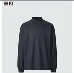 UNIQLO U ブラッシュドジャージーモックネック Tシャツ　ブルー　Lサイズ