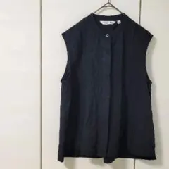 ユニクロ リネンブレンドブラウス ノースリーブ ブラック 春夏