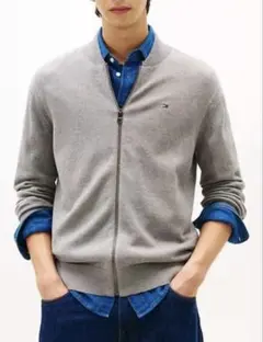 送料無料 新品 TOMMY HILFIGER ニット ジップ セーター XL