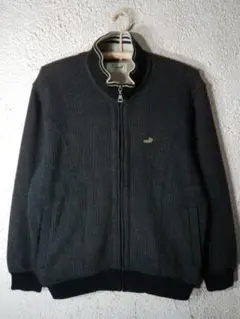 8587　クロコダイル　ジップ　ブルゾン　ストライプ生地　裏起毛