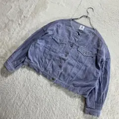 ☆【ニコアンド】F ブルーグレー系 ジャケット ノーカラー コーデュロイ生地