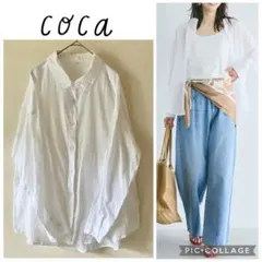 coca コカ★ガーゼシャツ 長袖シャツ★白 ホワイト★M