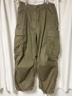 BEAMS+ カーゴパンツ L オリーブ ワイド ストレッチ ミリタリー