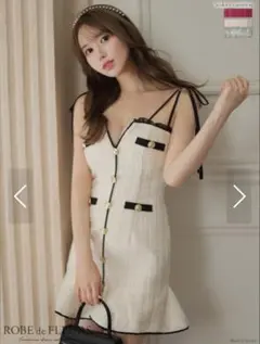 ♡ ROBE de FLEURS ツイード 肩リボン ドレス ♡