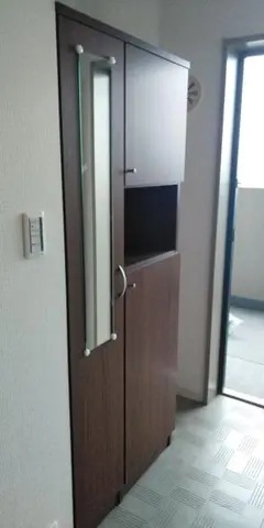 姿見付きシューズボックス ダークブラウン