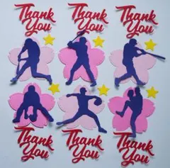 ①野球選手(青)&桜&星&Thankyouの装飾セット♡野球部⋆卒業⋆卒部⋆卒団