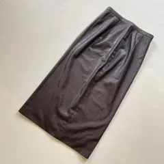 美品 伊太利屋 総柄 ダークブラウン 合成皮革 タイトスカート 9