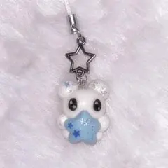 ビーズキーホルダー 水色