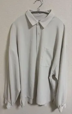 Loose ドレープトロミ ボリュームスリーブシャツ ホワイト Mサイズ