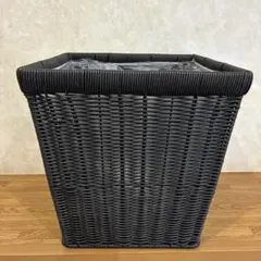 鉢カバー　観葉植物　黒　プラスチック バスケット 四角　約31cm高さ　ゴミ箱