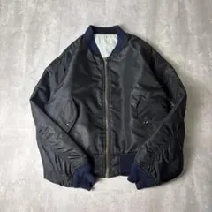 90s U.S. MILITARY 中綿 MA-1 フライトジャケット 黒 水色