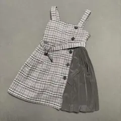 BeBe チェック柄 ジャンバースカート 110