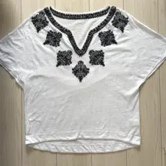 MACPHEE　マカフィー　刺繍カットソー　Vネック　半袖のサムネイル
