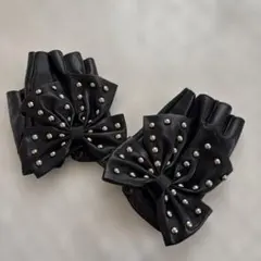 可愛い指なしグローブ　黒