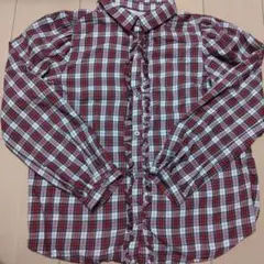 ZARAチェック柄フリル長袖シャツ 13-14サイズ