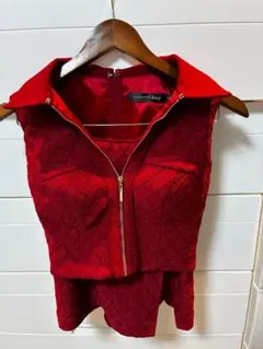 ワインレッド キルティング セットアップ