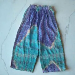 pokipcee ポキプシー イージーパンツ ウエストゴム 総柄 ブルー系