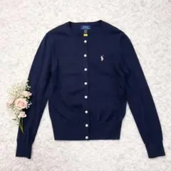 現行タグ ポロ ラルフローレン カーディガン ネイビー ピンク 春夏用 小さめ