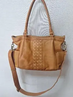 Dakota 本革 2wayバッグ 編み込み 茶色 柔らかレザー