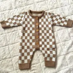 SHEIN チェッカーニットロンパース　1-3m