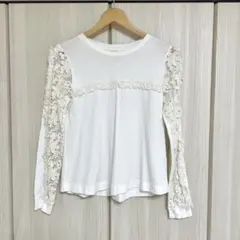 極美品 シーバイクロエ レース カットソー ブラウス ホワイト 白 36 S M