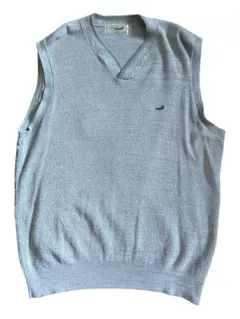 水色 ニット Vネック ベスト