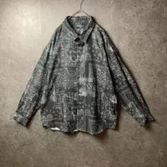 VINTAGE　長袖柄シャツ　古着　M L ブラック　総柄　ペイズリー　レトロ