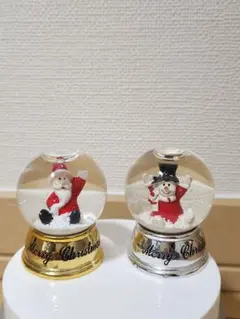 サンタと雪だるまのクリスマス　ミニスノードーム2個セット