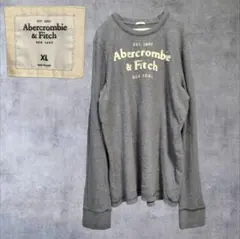 00s アバクロンビー&フィッチ 長袖Tシャツ アップリケ グレー XL ロンT